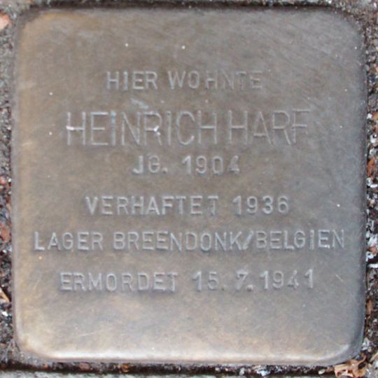 Stolperstein dedicated to Heinrich Harf