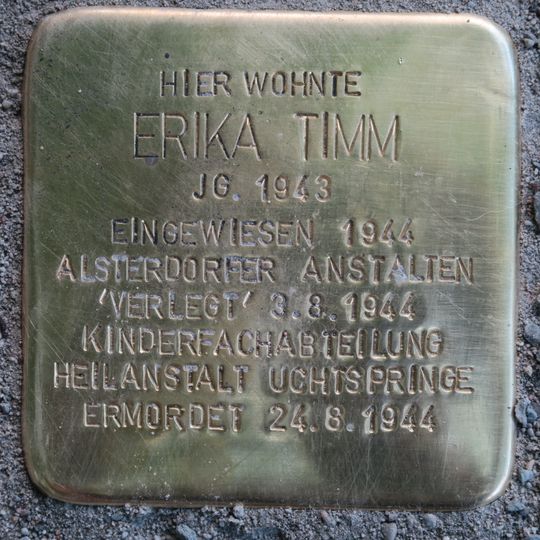 Stolperstein dedicated to Erika Timm