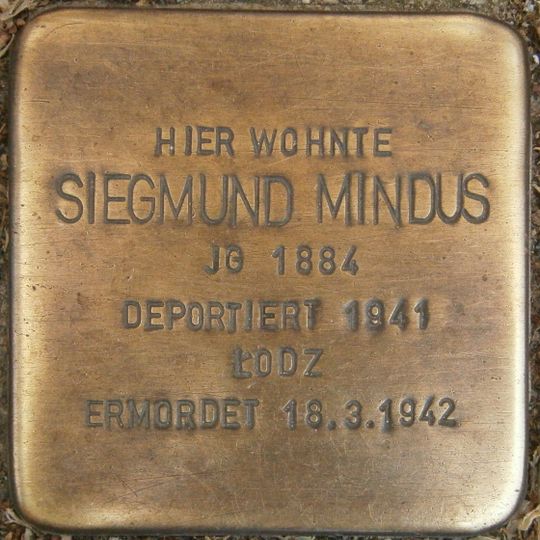 Stolperstein dedicated to Siegmund Mindus