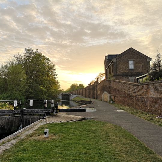 Hanwell flight of locks and brick boundary wall of St Bernard's Hospital