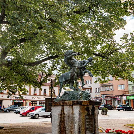 Fountain with statue of nymph and centaur in Žamberk