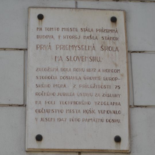 SPŠ strojárska, tabuľa pamätná