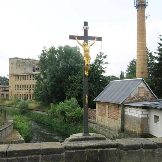 Old cross on the bridge in Zákupy