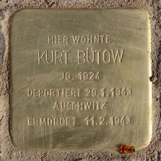 Stolperstein dedicated to Kurt Bütow