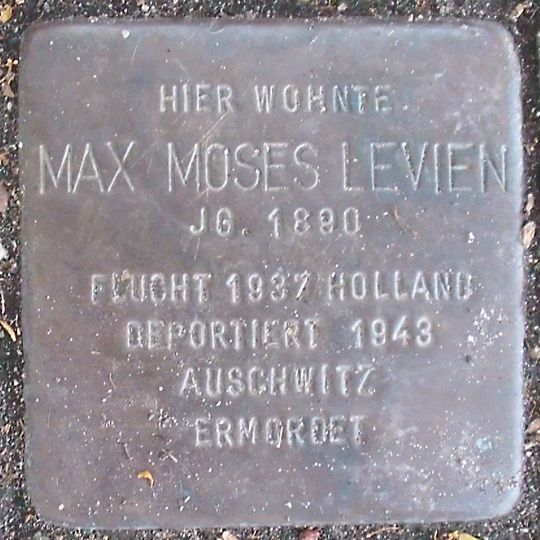 Stolperstein dedicated to Max Moses Levien