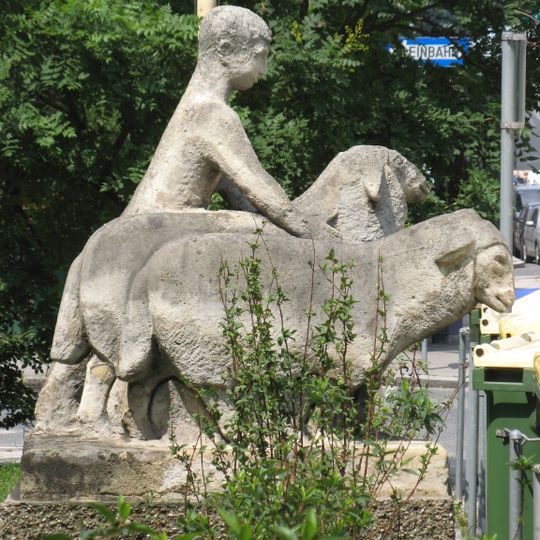 Skulptur Knabe mit Schafen