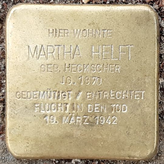 Stolperstein dedicated to Martha Helft