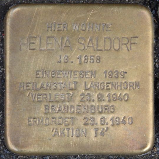 Stolperstein dedicated to Helena Saldorf