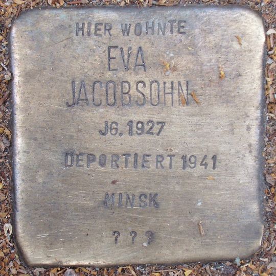 Stolperstein dedicated to Eva Jacobsohn