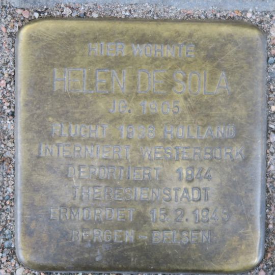 Stolperstein dedicated to Helen de Sola