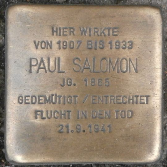 Stolperstein dedicated to Paul Salomon
