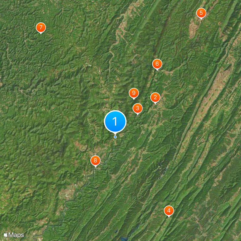 Condado de Pocahontas Mapa