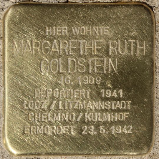 Stolperstein en memoria de Margarethe Ruth Goldstein