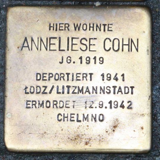 Stolperstein en memoria de Anneliese Cohn