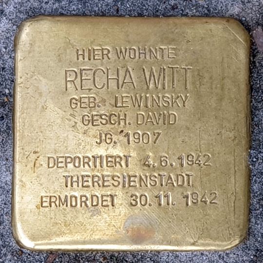 Stolperstein en memoria de Recha Witt
