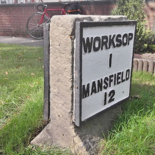 Milestone, Mansfield Road; by No. 232, nr bridle path to Rhodesia