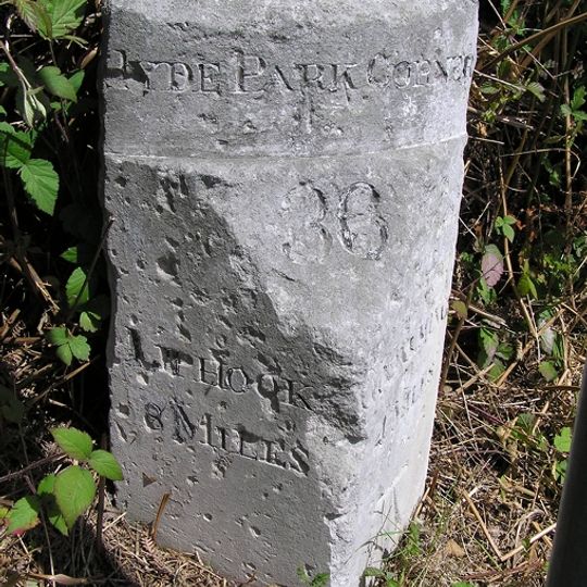 Milestone, Half Moon, on slip road
