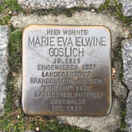 Stolperstein en memoria de Marie Eva Elwine Goslich