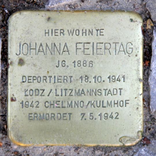 Stolperstein en memoria de Johanna Feiertag