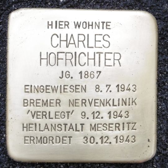 Stolperstein dedicated to Charles Hofrichter