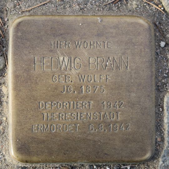 Stolperstein dedicated to Hedwig Brann