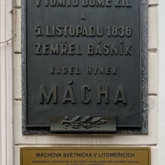 Here-died plaque to K. H. Mácha