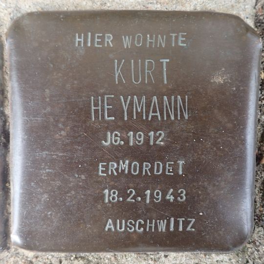 Stolperstein dedicated to Kurt Heymann