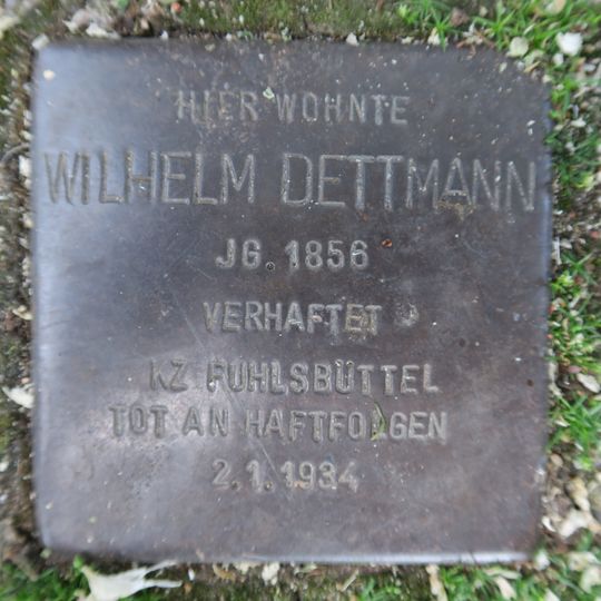 Stolperstein dedicated to Wilhelm Dettmann