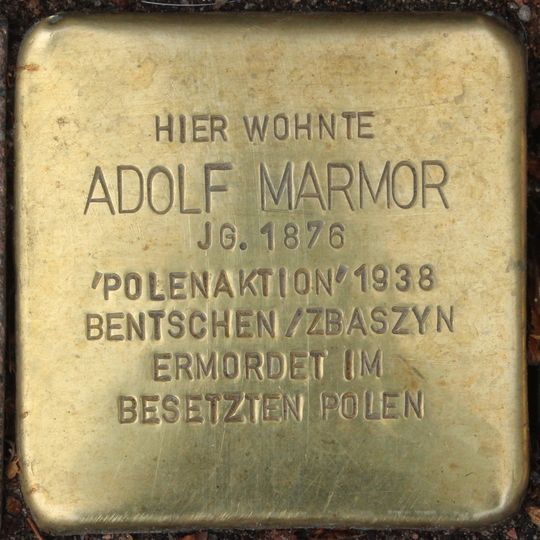Stolperstein dedicated to Adolf Marmor