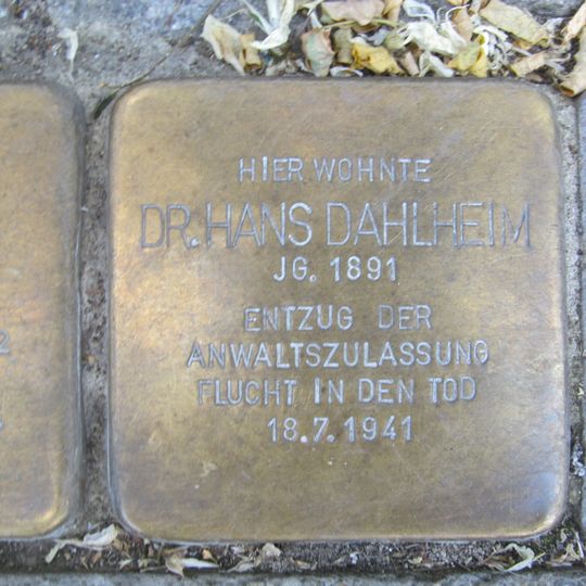 Stolperstein dedicated to Hans Dahlheim