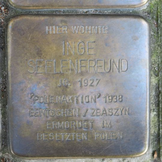 Stolperstein dedicated to Inge Seelenfreund