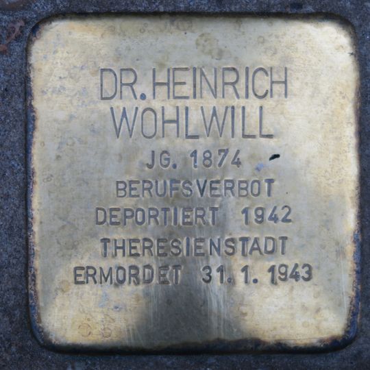 Stolperstein à la mémoire de Heinrich Wohlwill