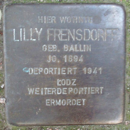 Stolperstein dedicated to Lilly Frensdorff