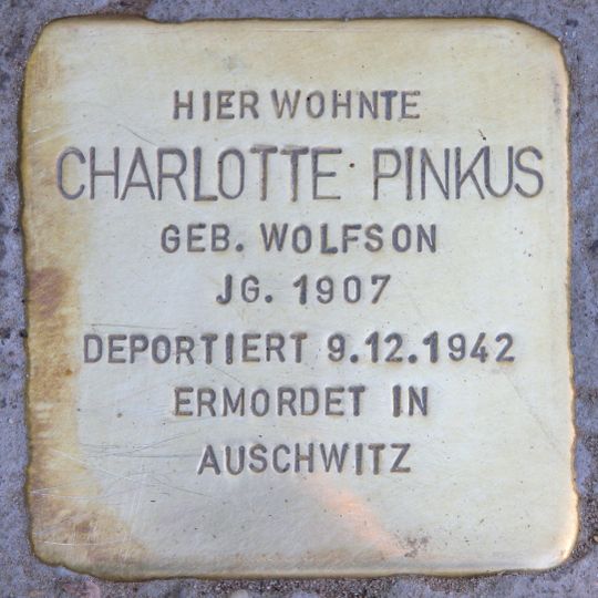 Stolperstein dedicated to Charlotte Pinkus
