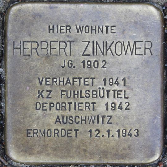 Stolperstein dedicated to Herbert Zinkower