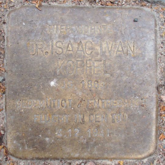 Stolperstein dedicated to Isaac Ivan Koppel