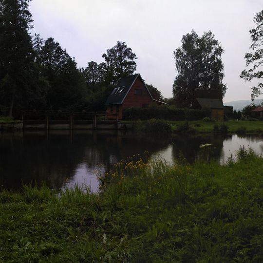 Lávka přes Blanici na jezu u Křtětic