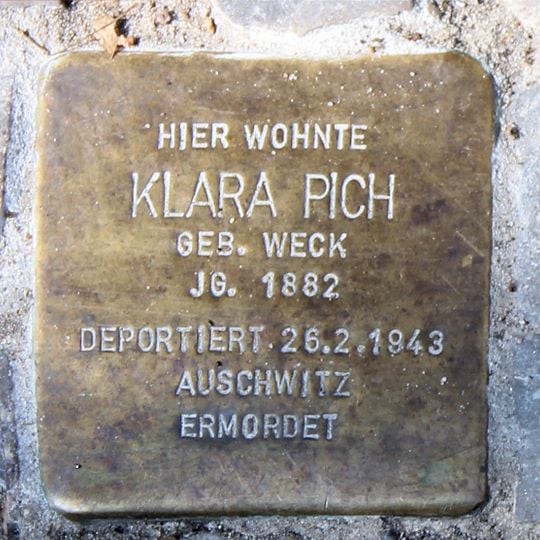 Stolperstein dedicated to Klara Pich
