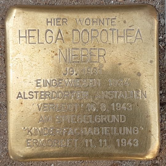 Stolperstein à la mémoire de Helga Dorothea Nieber