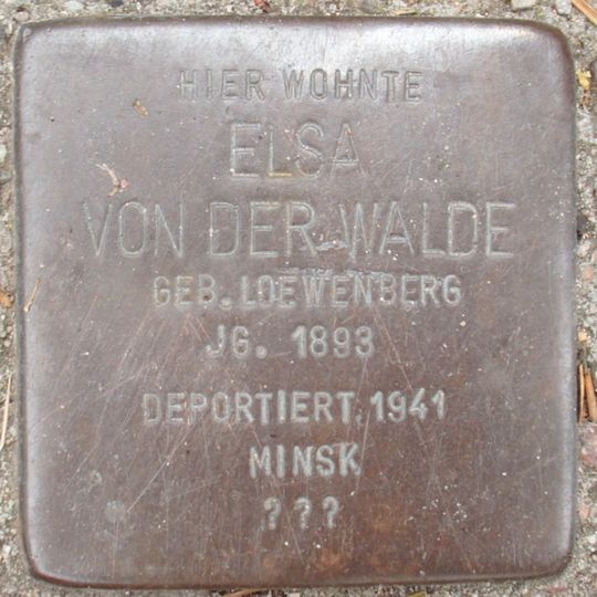 Stolperstein dedicated to Elsa von der Walde