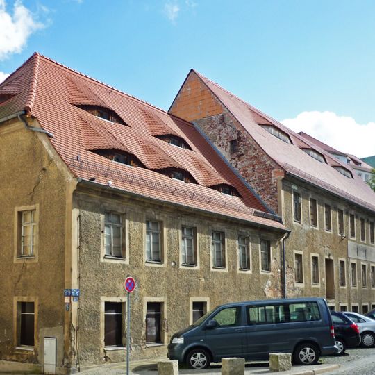 Teichmühle, später Wollspinnerei Bergmann und Krause mit allen bestehenden Bauten Rothenburger Straße 57; Kleine Wallstraße 4, 5